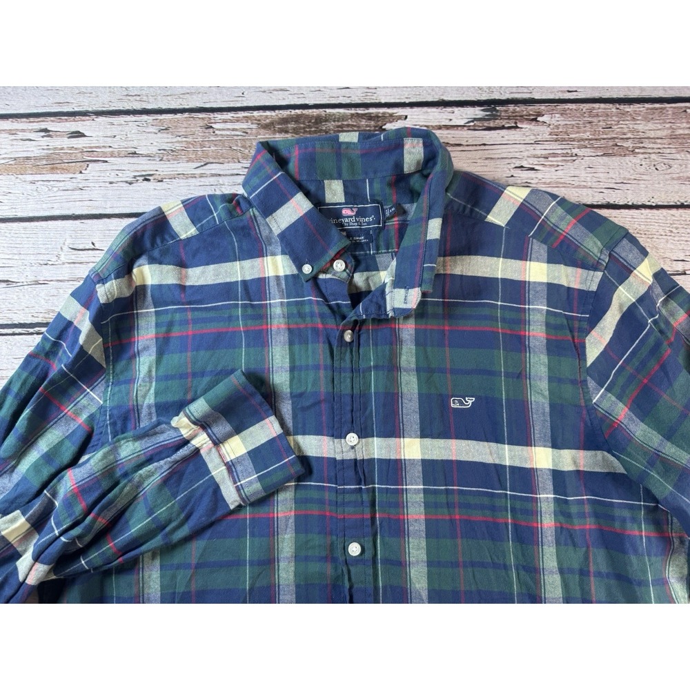 Vineyard Vines Whale Shirt Plaid Button Down Long Sleeve XXL